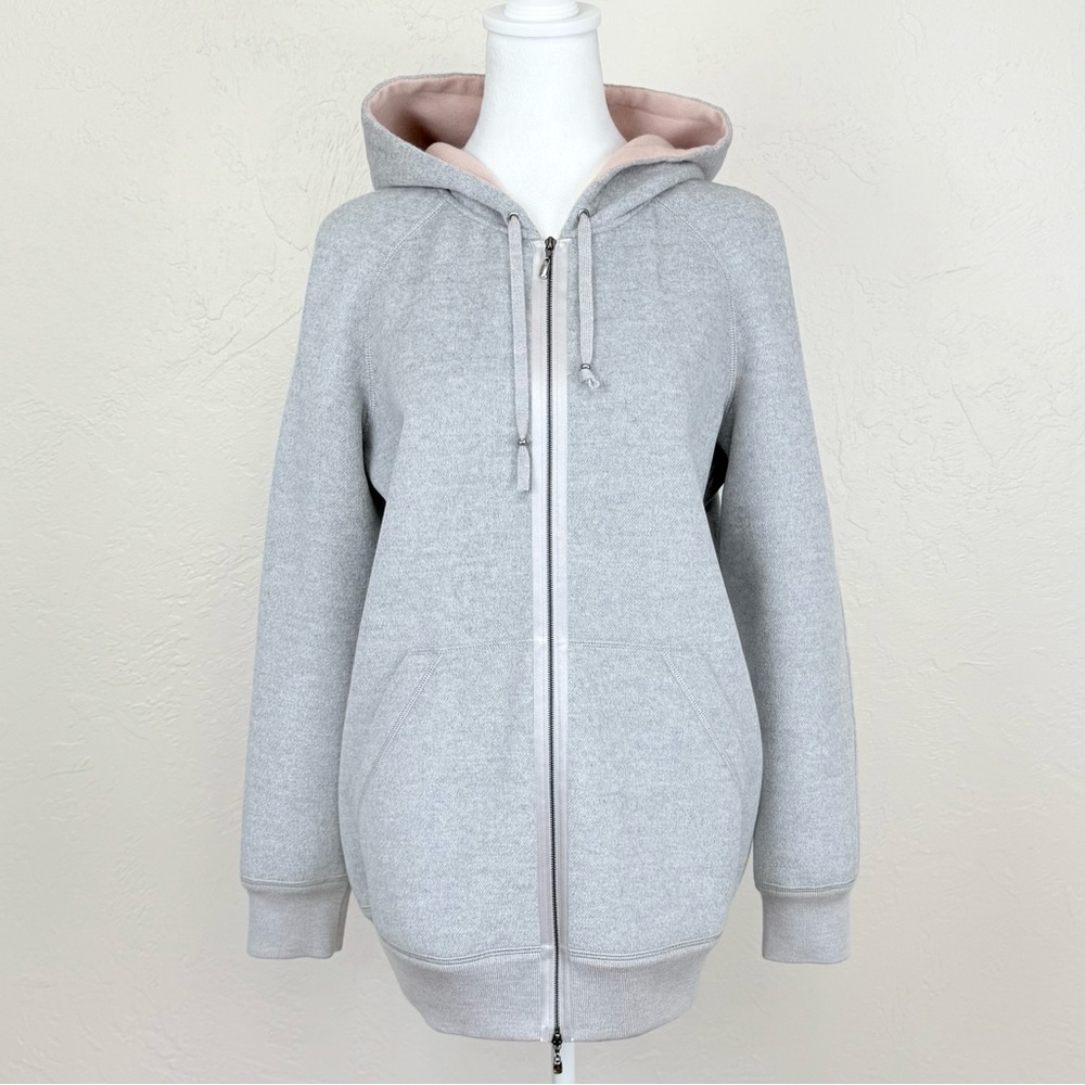 St. John Angora Cashmere Wool Blend Heather Gray & Pink Hooded Jacket / Coat 10